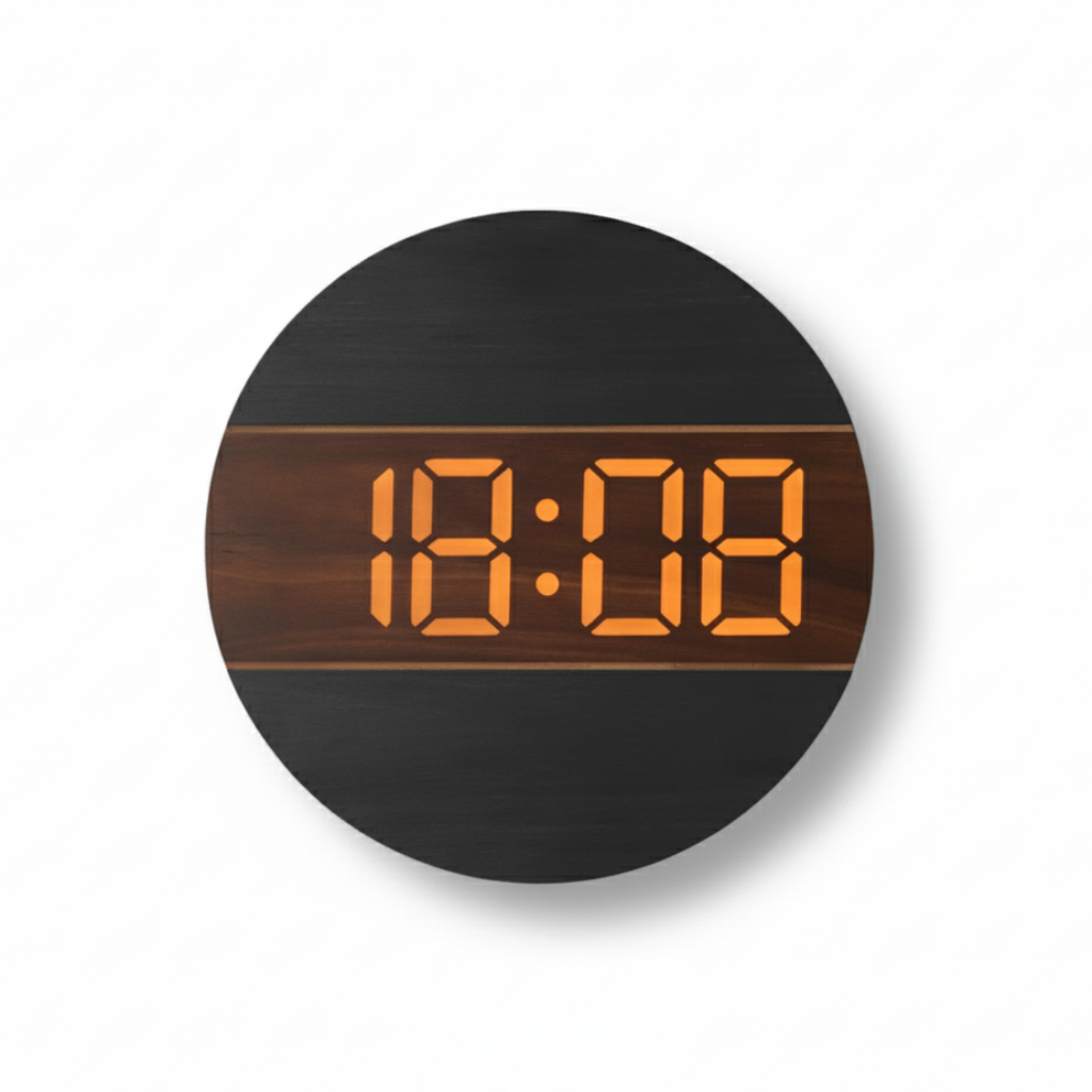 Horloge Murale LED en Bois