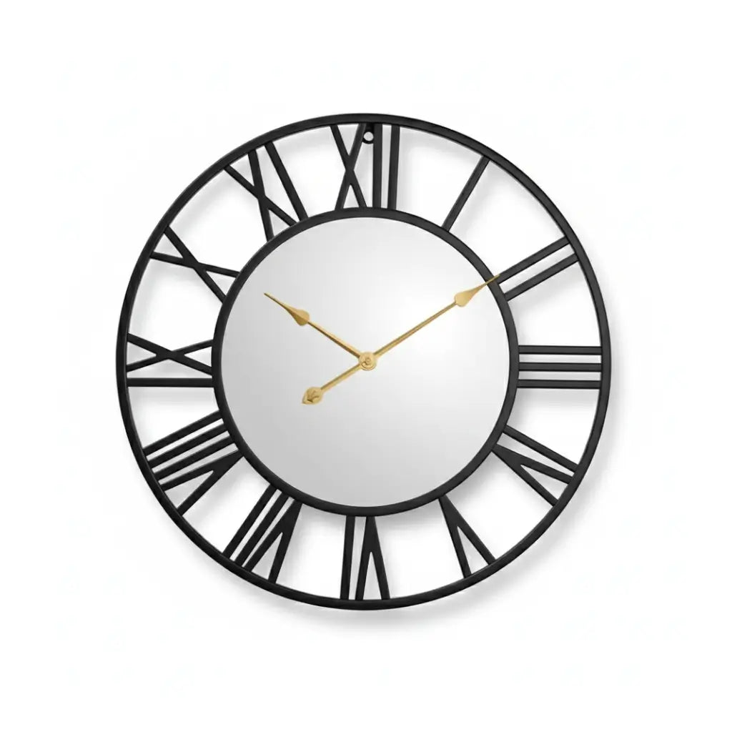 Horloge Murale Chiffre Romain & Miroir