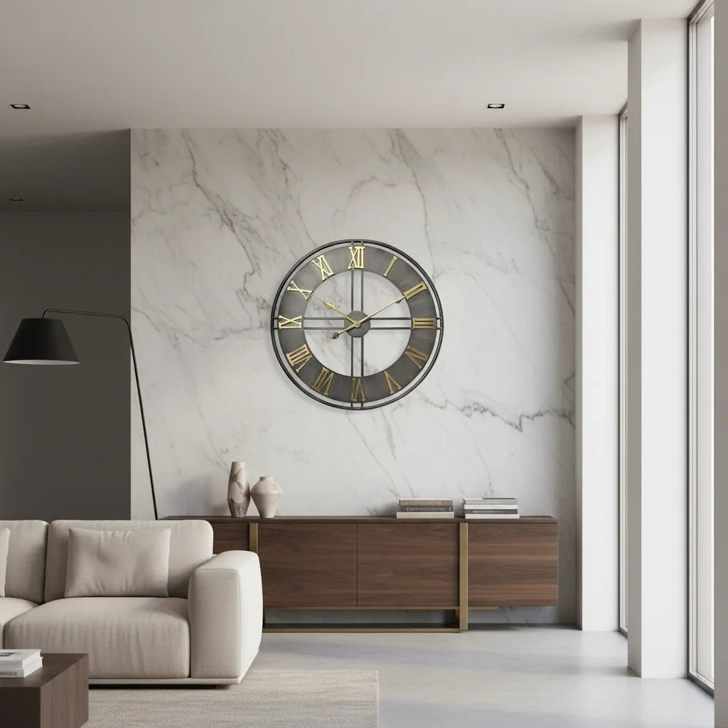 Grande Horloge Murale Industrielle