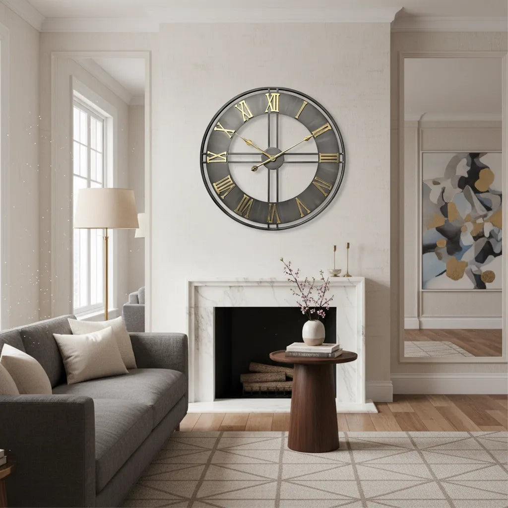 Grande Horloge Murale Industrielle