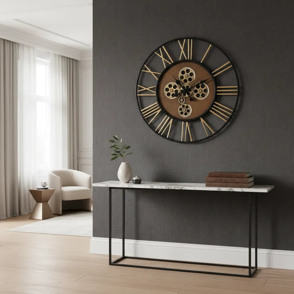 Grande Horloge Murale Steampunk avec Rouages