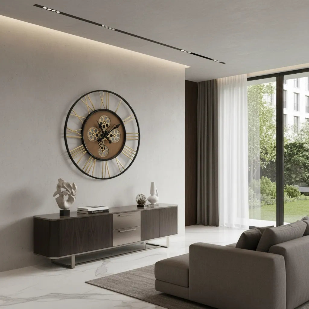 Grande Horloge Murale Steampunk avec Rouages