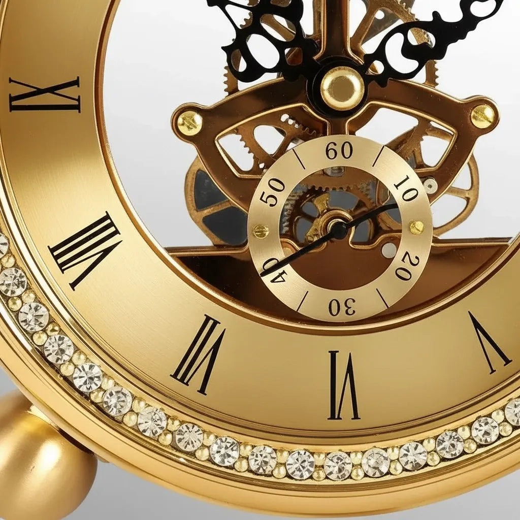 Horloge à Poser Mécanique Dorée