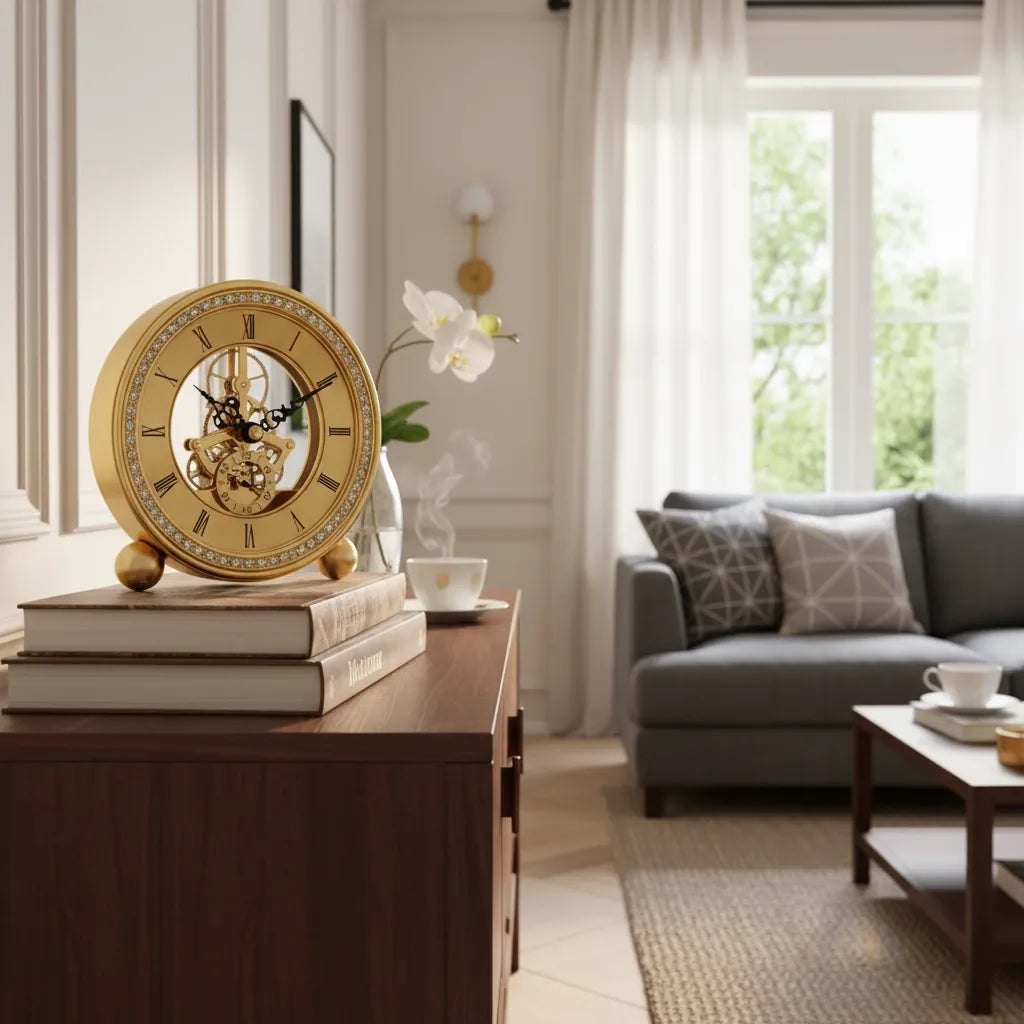 Horloge à Poser Mécanique Dorée
