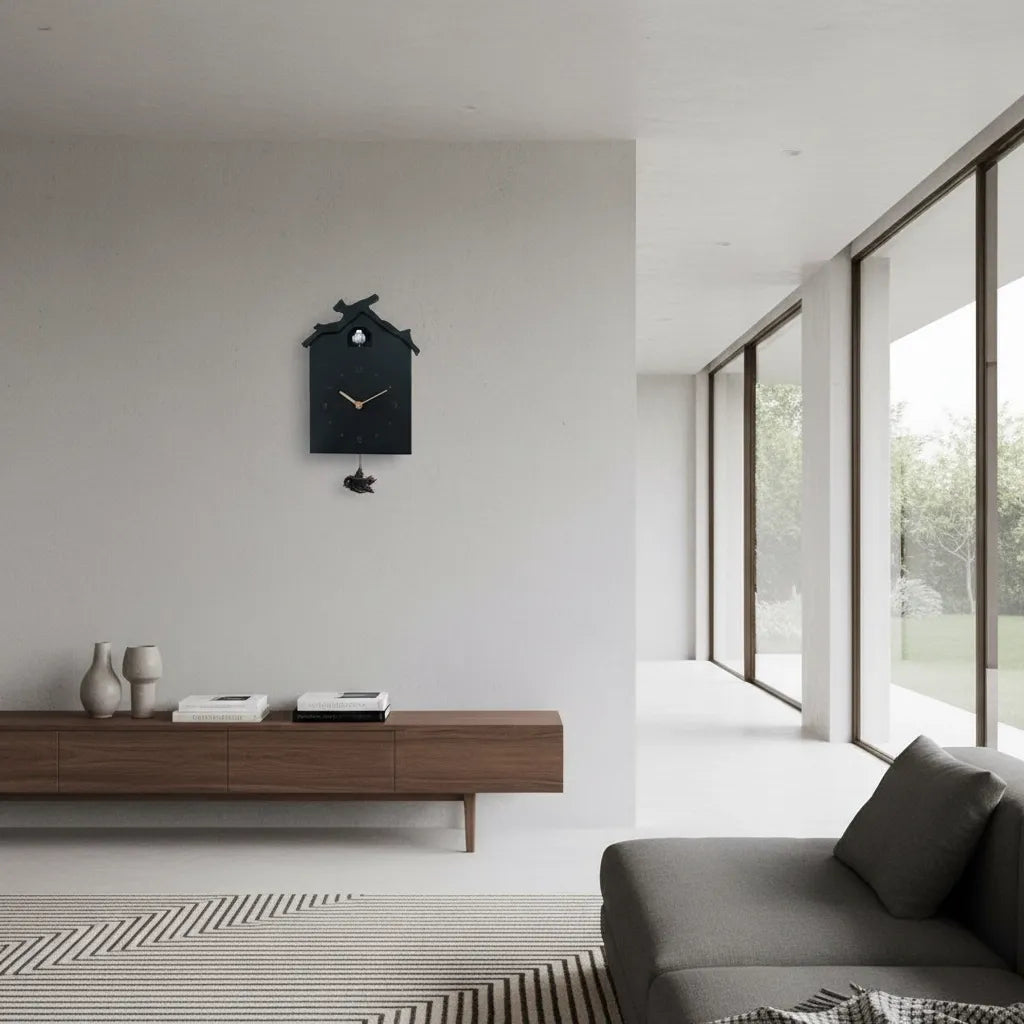 Horloge Coucou Moderne Noire/Bleu