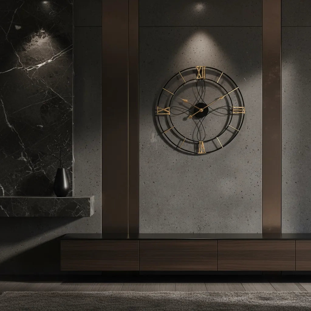 Horloge en Fer Forgé Noir et Or