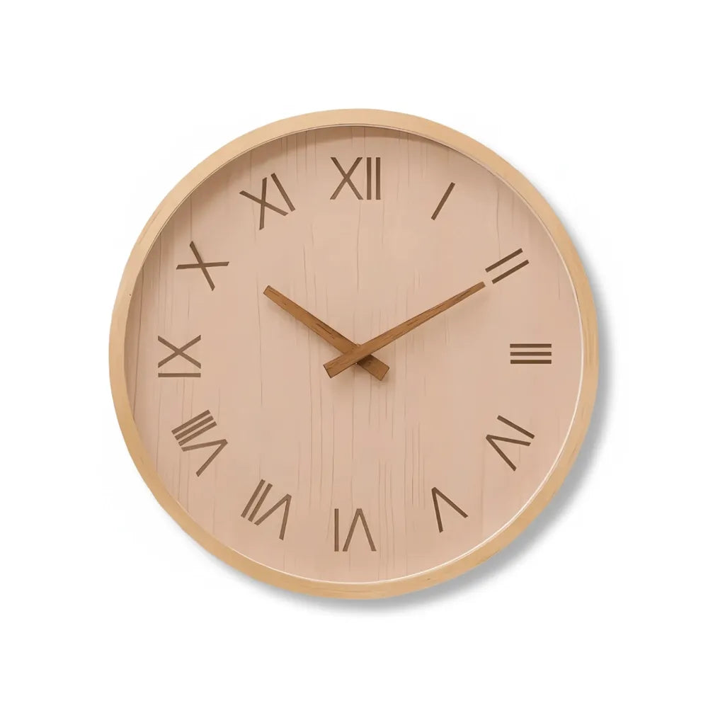 Horloge Murale Bois Design chiffre romain