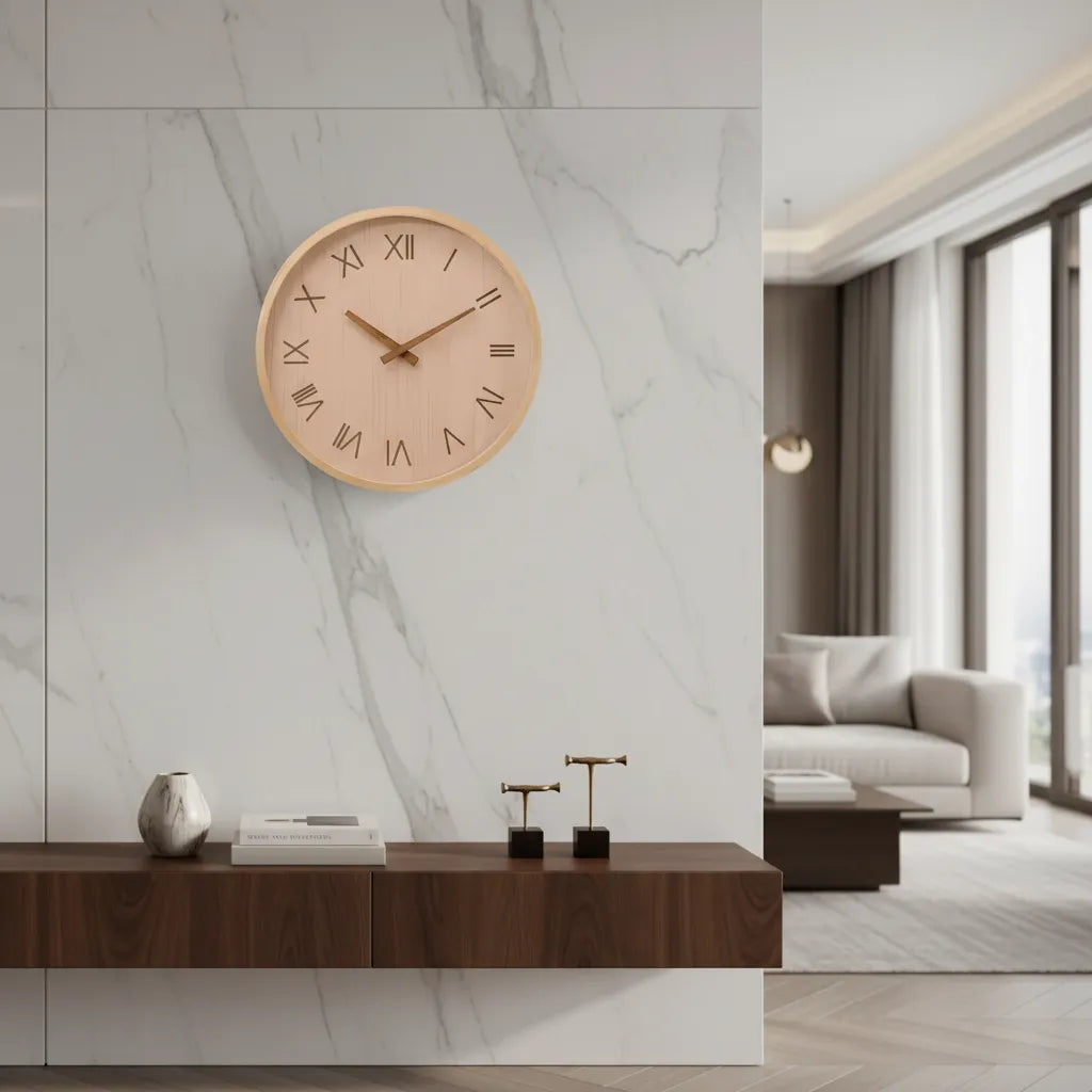 Horloge Murale Bois Design chiffre romain