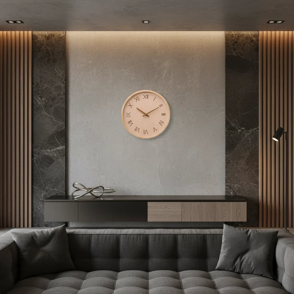 Horloge Murale Bois Design chiffre romain