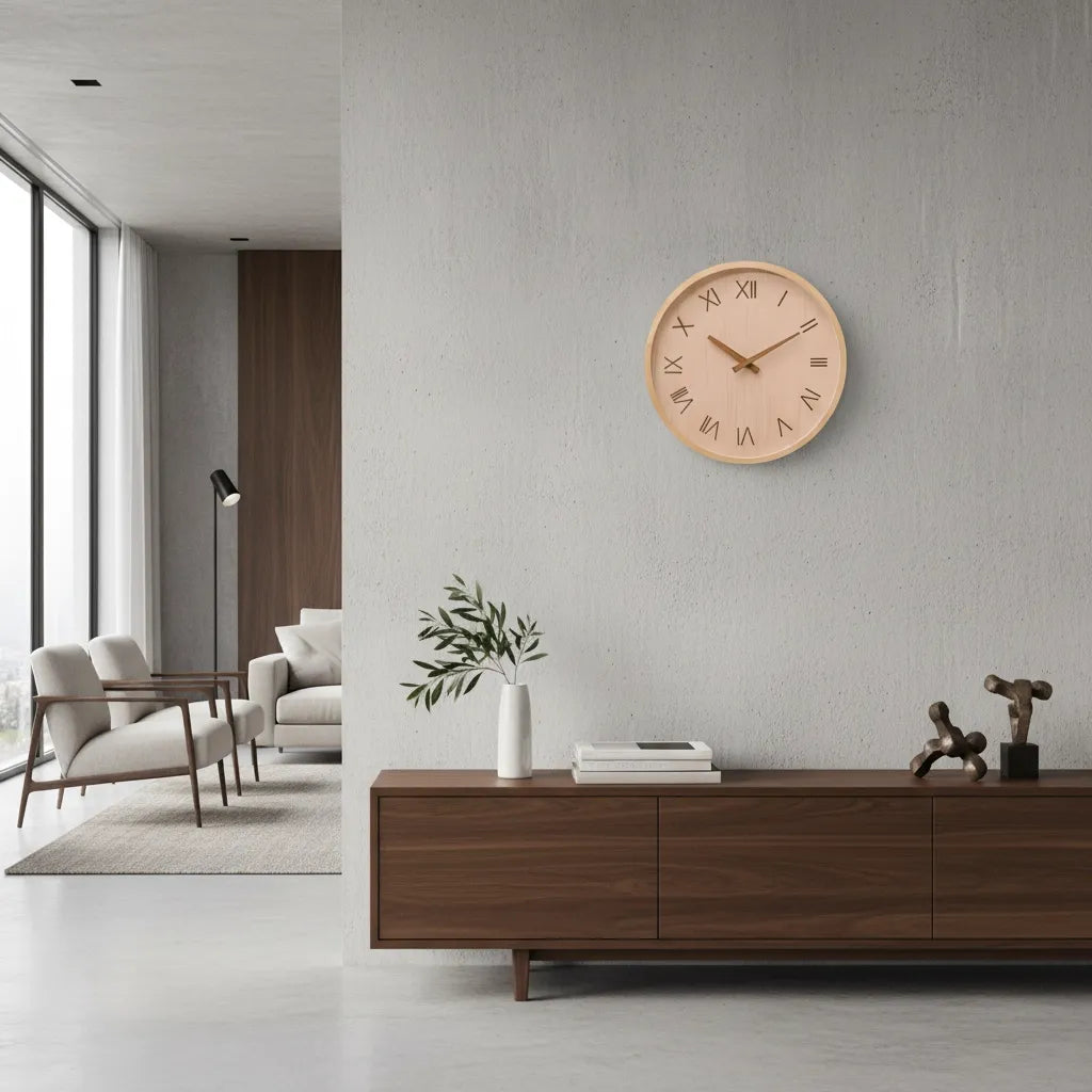 Horloge Murale Bois Design chiffre romain