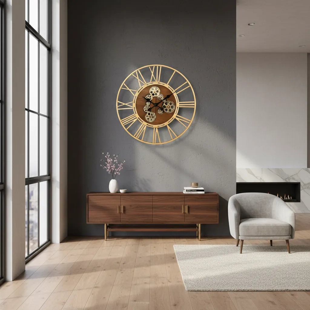 Horloge Murale Bois & Engrenages