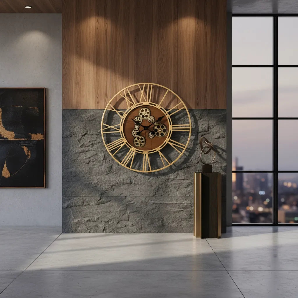 Horloge Murale Bois & Engrenages