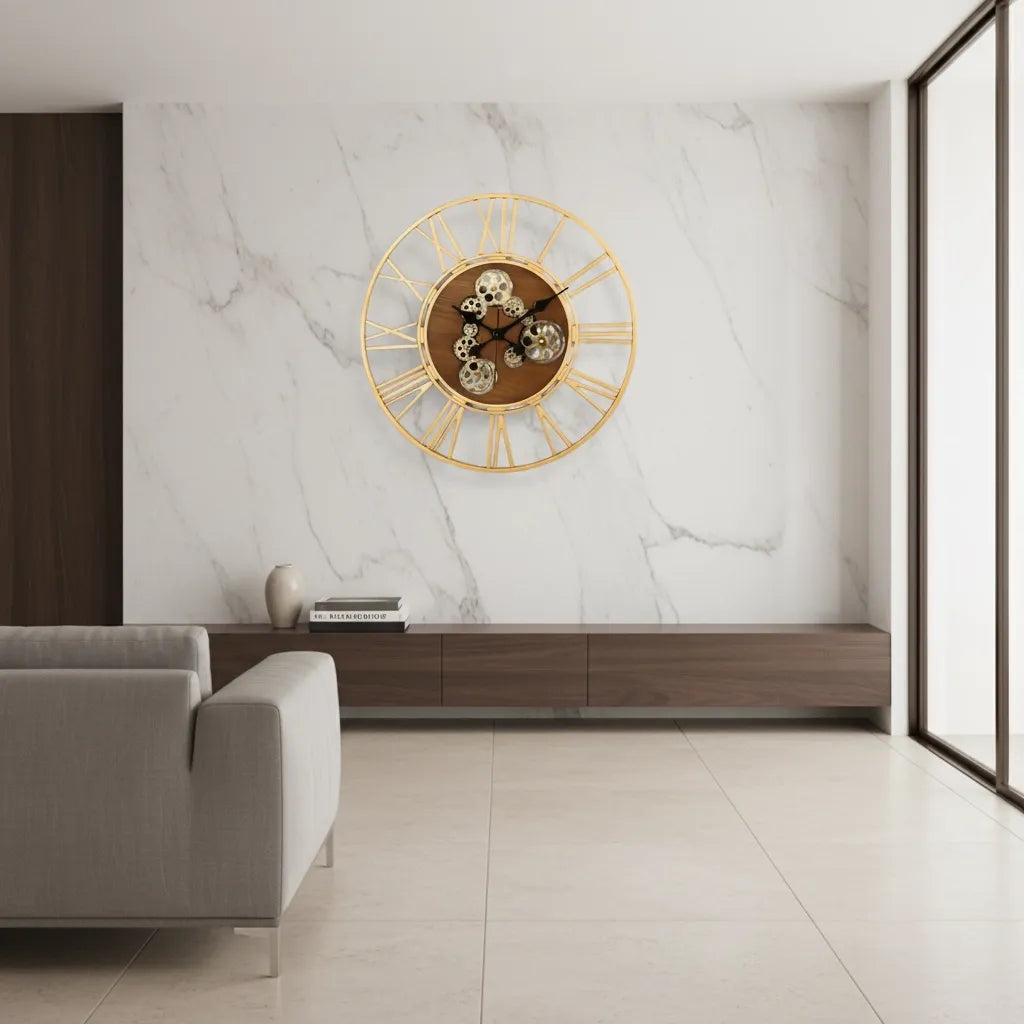 Horloge Murale Bois & Engrenages
