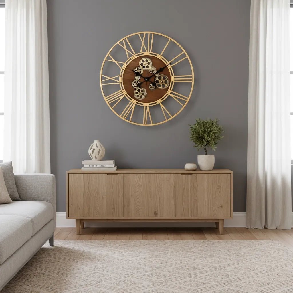 Horloge Murale Bois & Engrenages