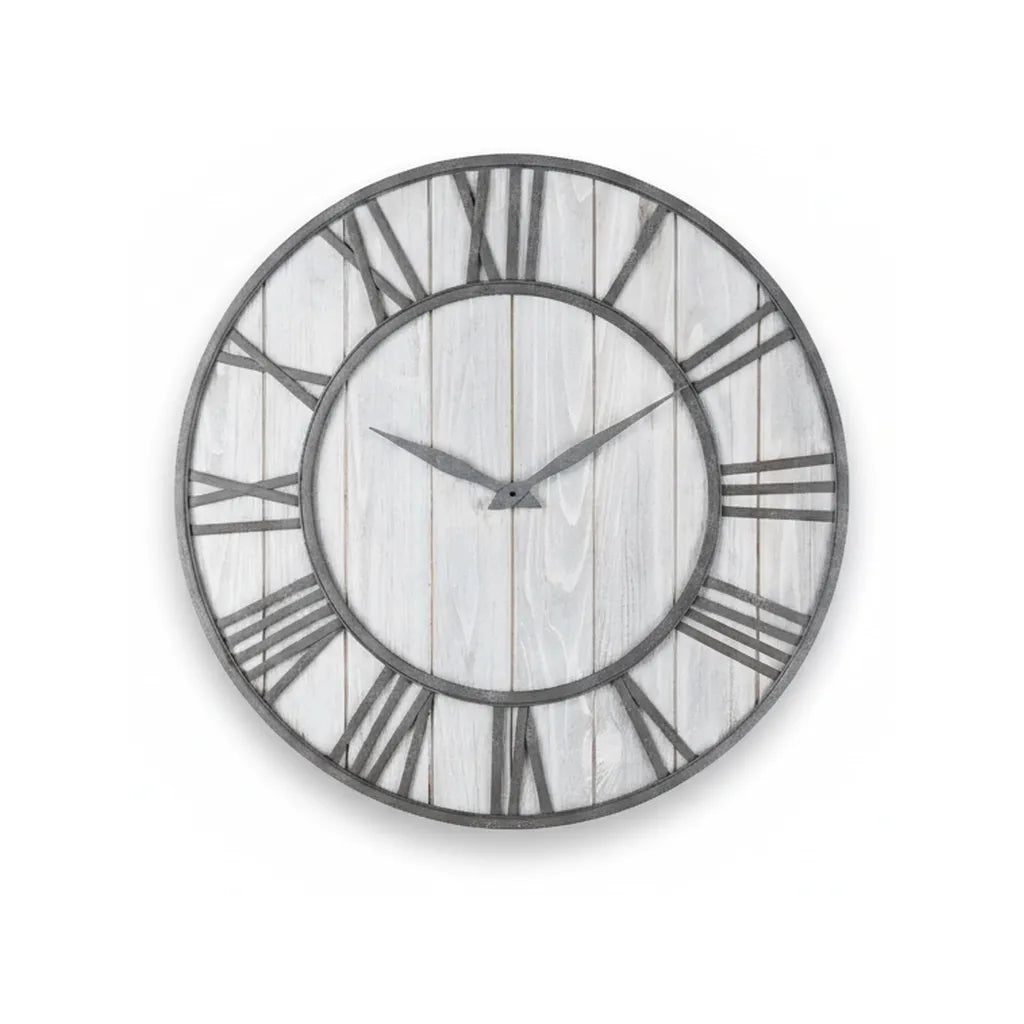 Horloge Murale Bois Métal & Chiffre romain