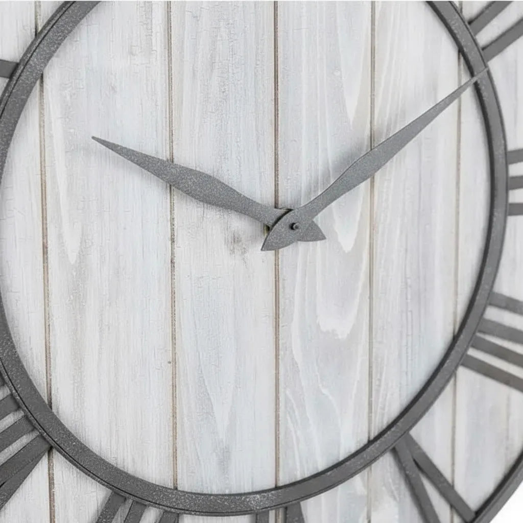 Horloge Murale Bois Métal & Chiffre romain