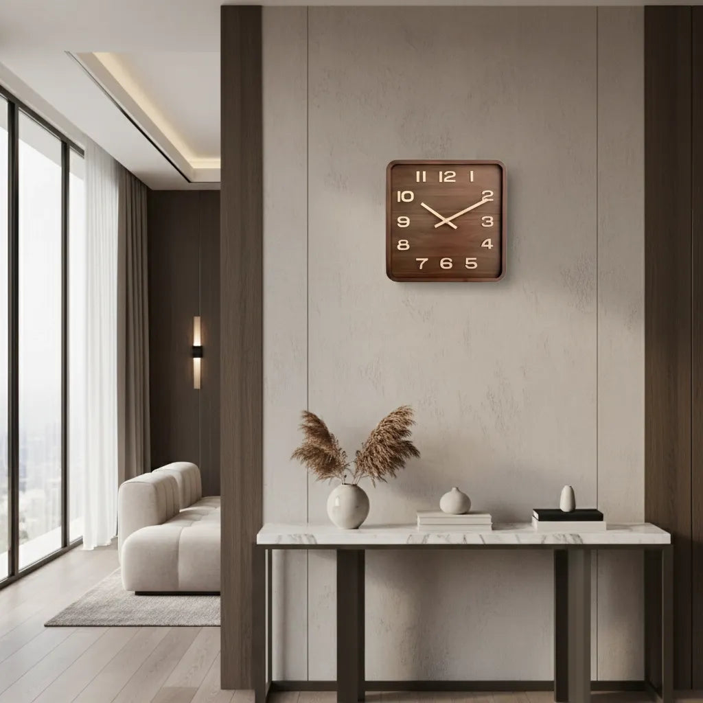 Horloge Murale Carrée en Bois