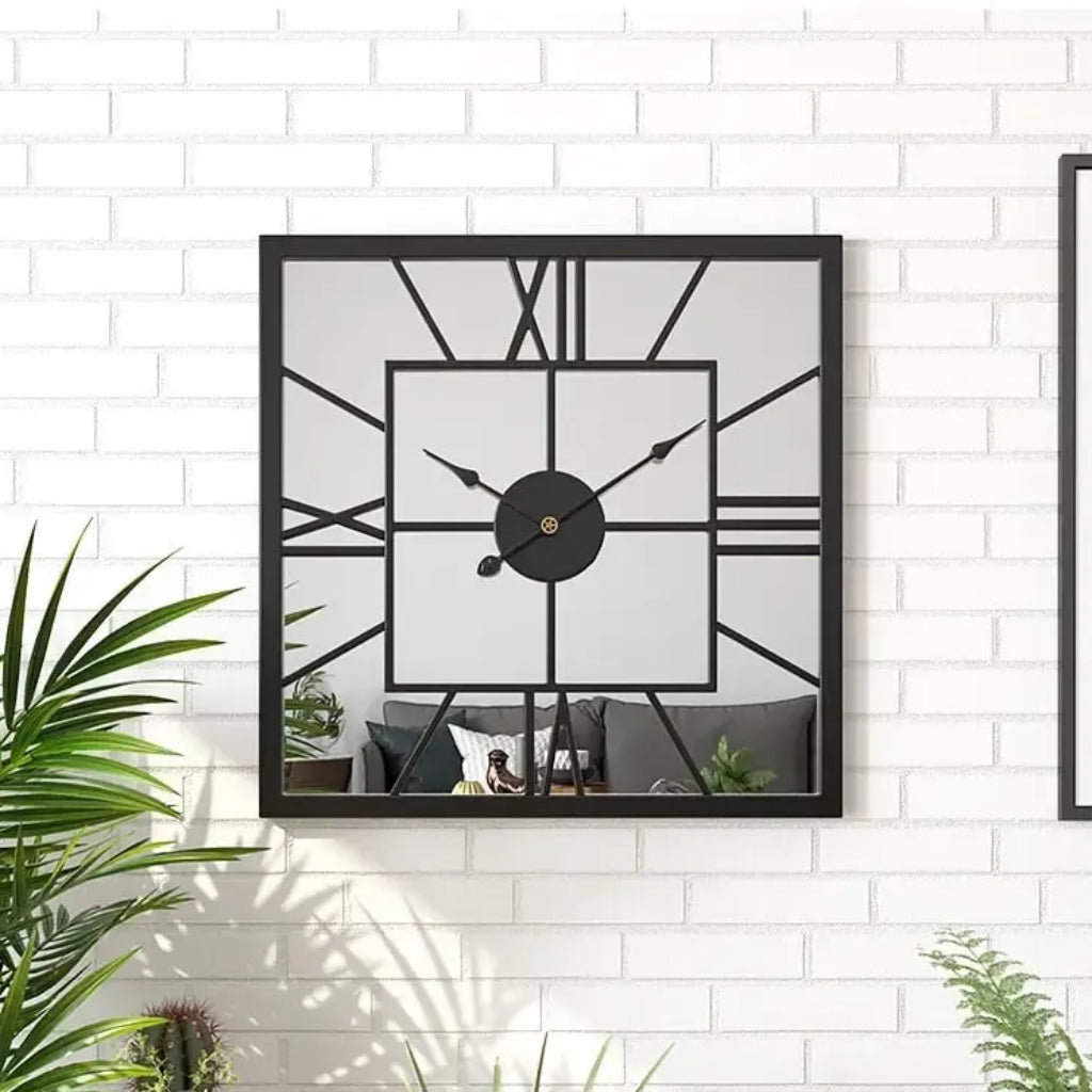 Horloge Murale Carrée Miroir