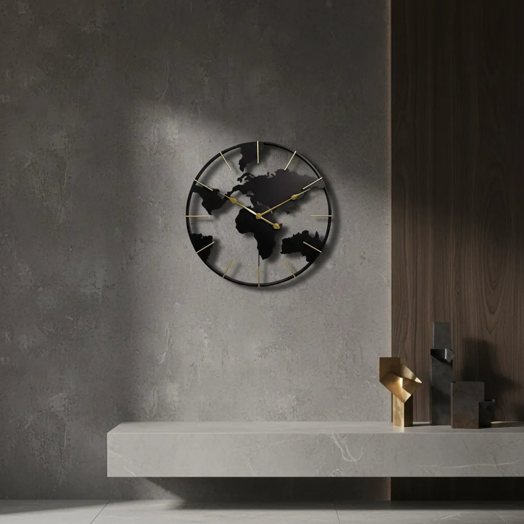 Horloge murale Carte du monde