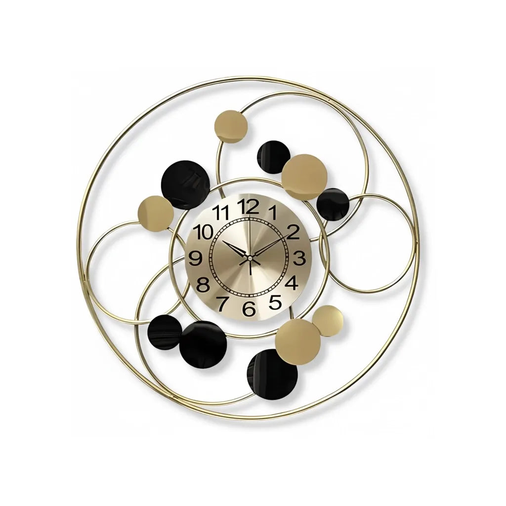 Horloge Murale Cercle Design Or