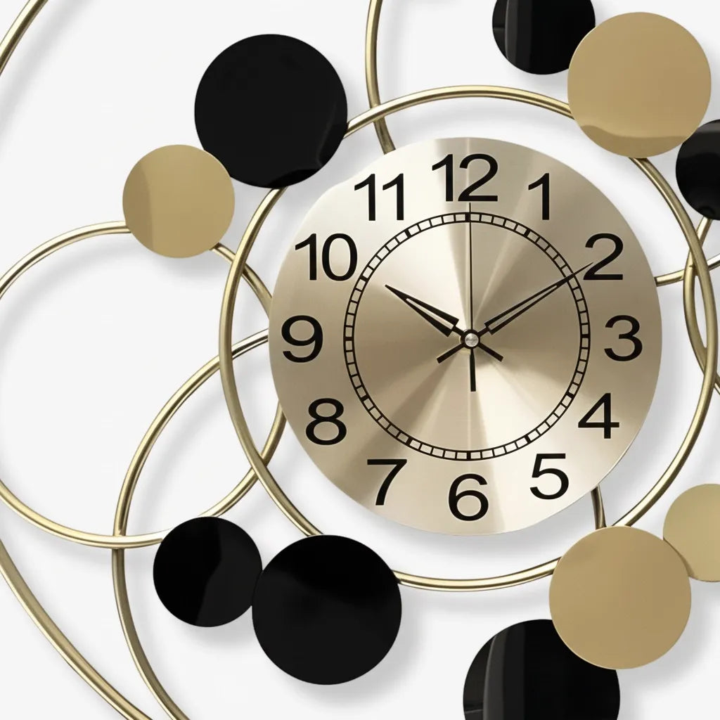 Horloge Murale Cercle Design Or