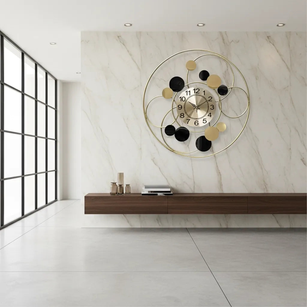 Horloge Murale Cercle Design Or