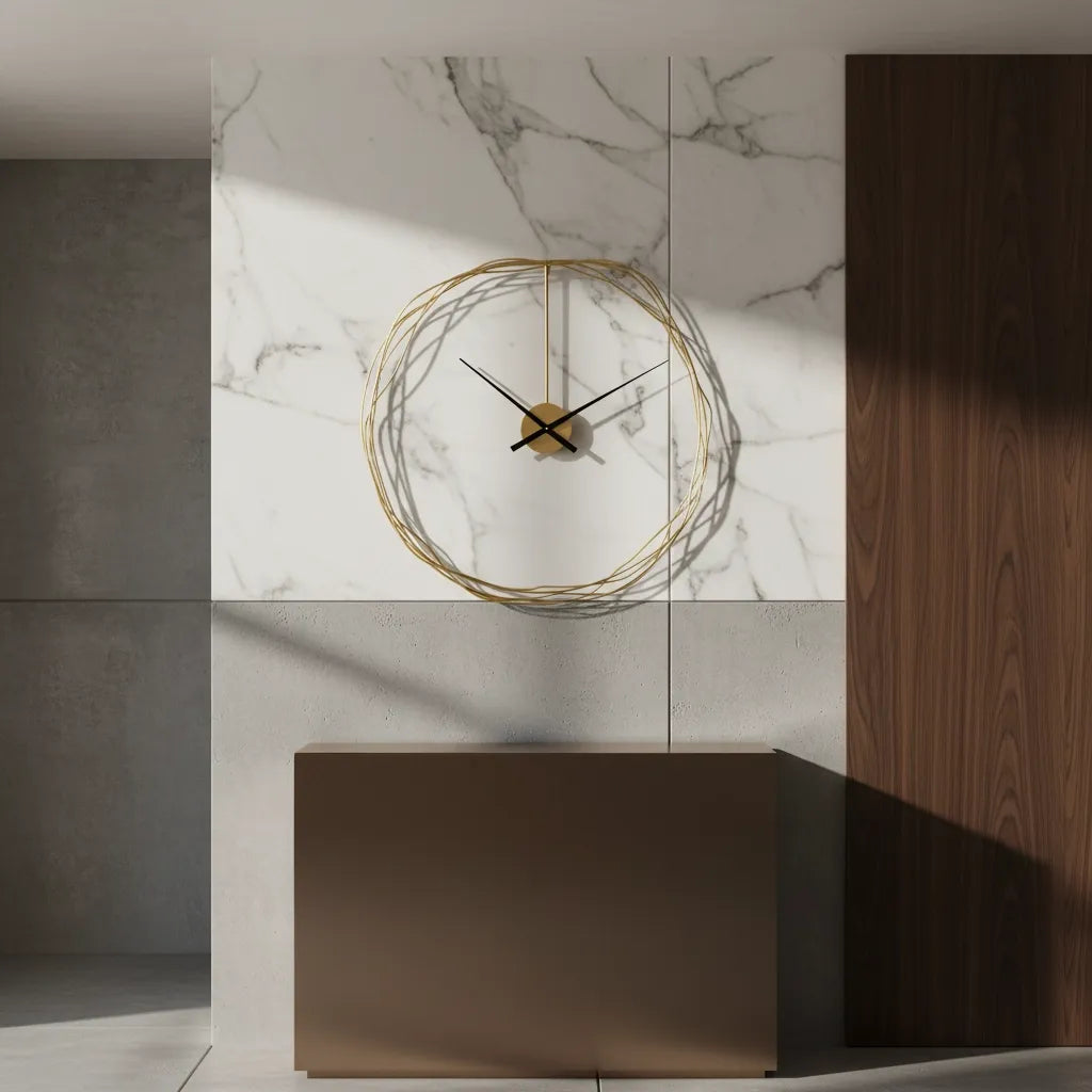 Horloge Murale Cercle Fil Doré