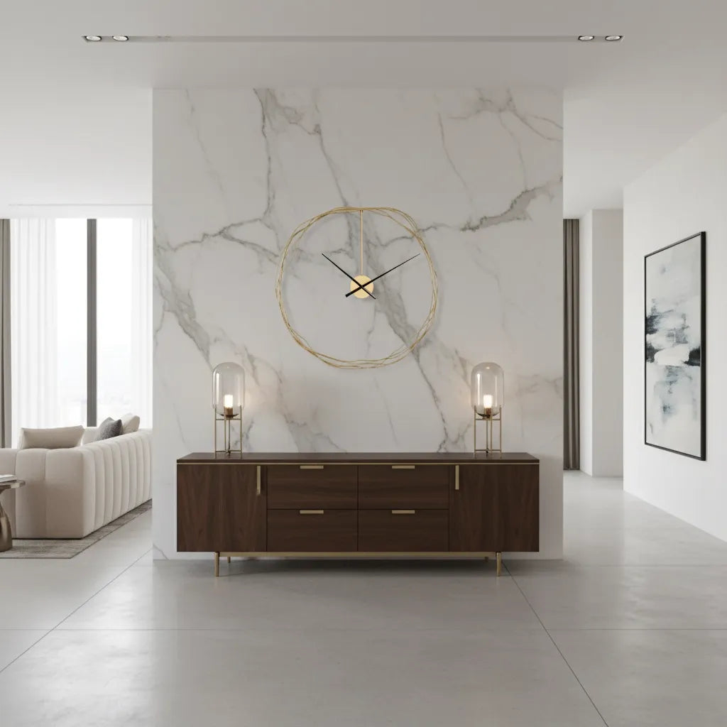 Horloge Murale Cercle Fil Doré