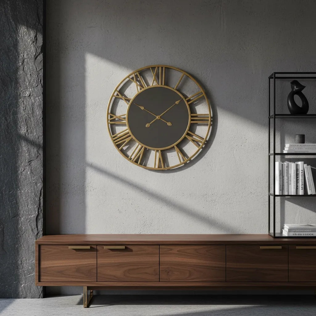 Horloge Murale Chiffre Romain & Miroir