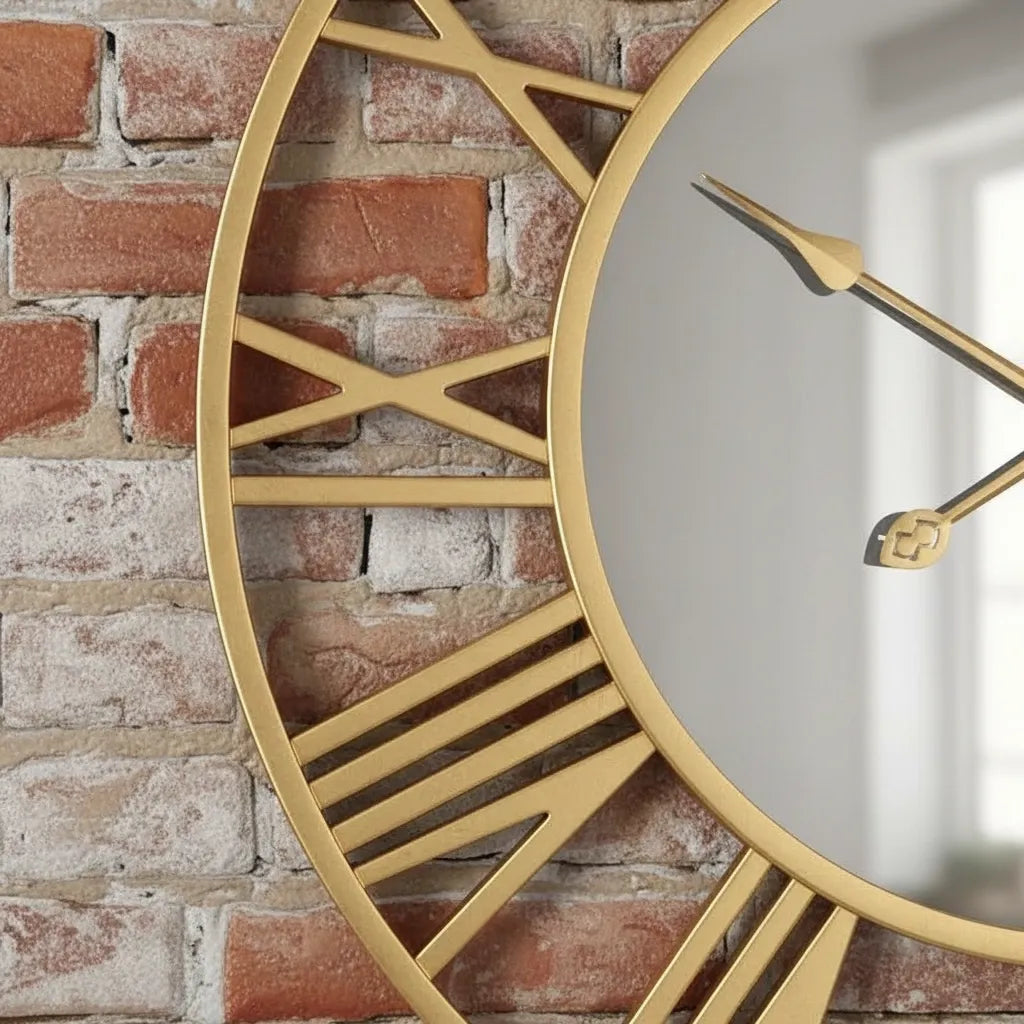 Horloge Murale Chiffre Romain & Miroir