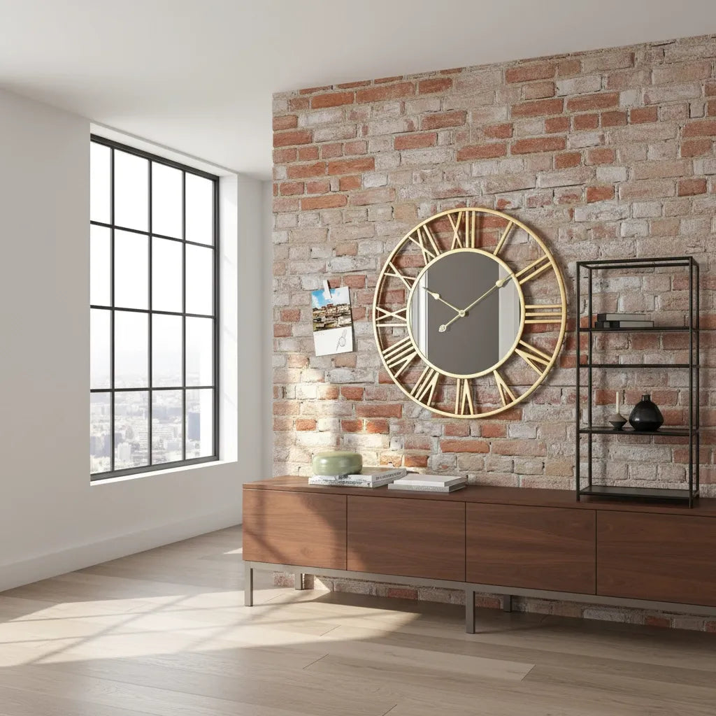 Horloge Murale Chiffre Romain & Miroir
