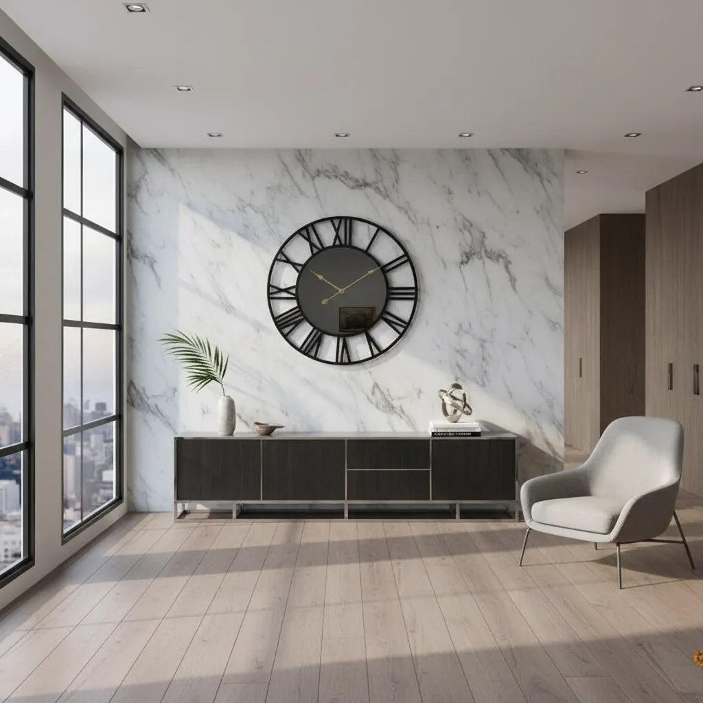 Horloge Murale Chiffre Romain & Miroir
