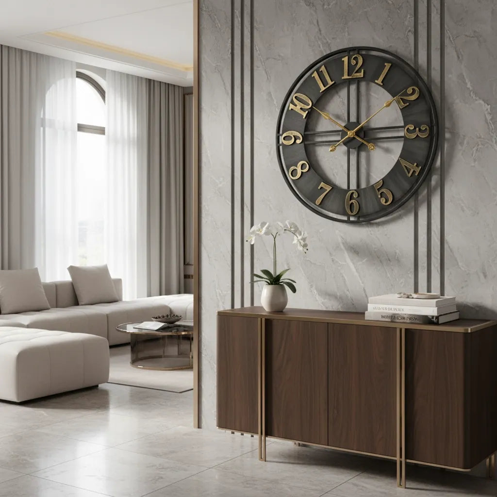 Horloge Murale Déco Loft Métal Vieilli