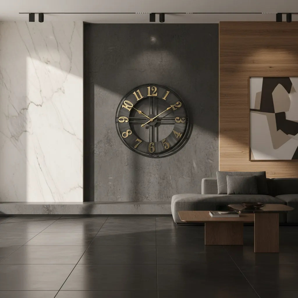 Horloge Murale Déco Loft Métal Vieilli