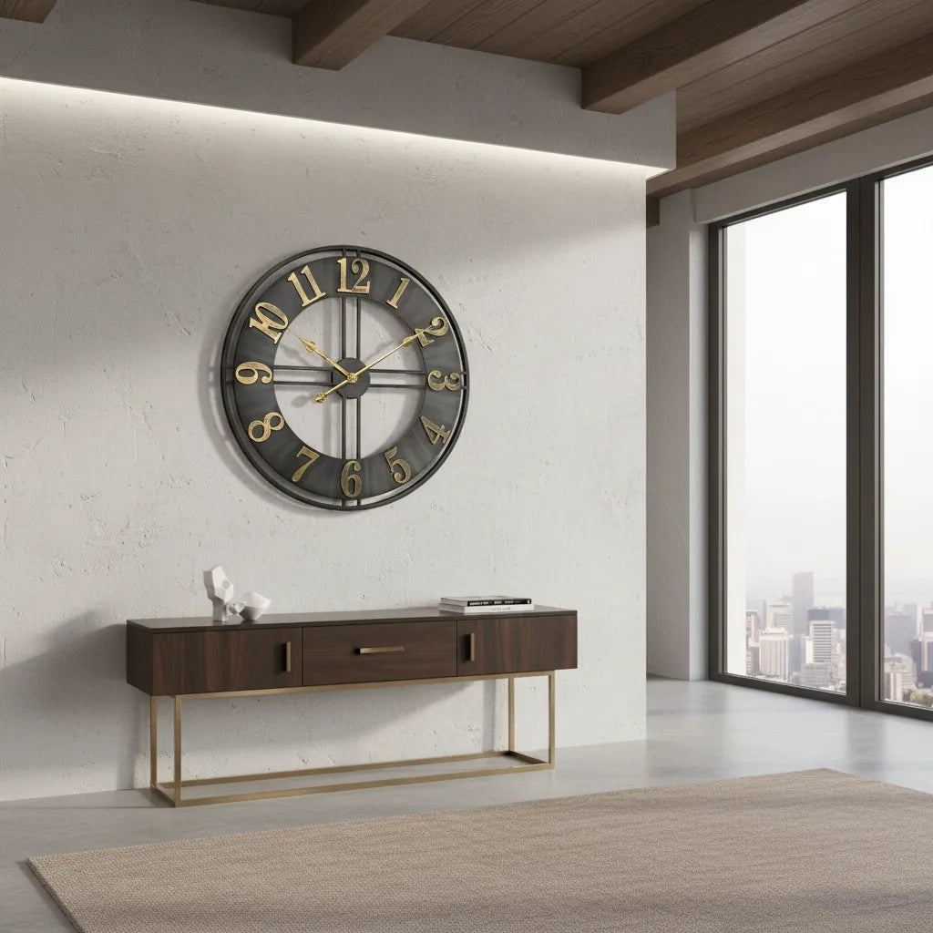 Horloge Murale Déco Loft Métal Vieilli