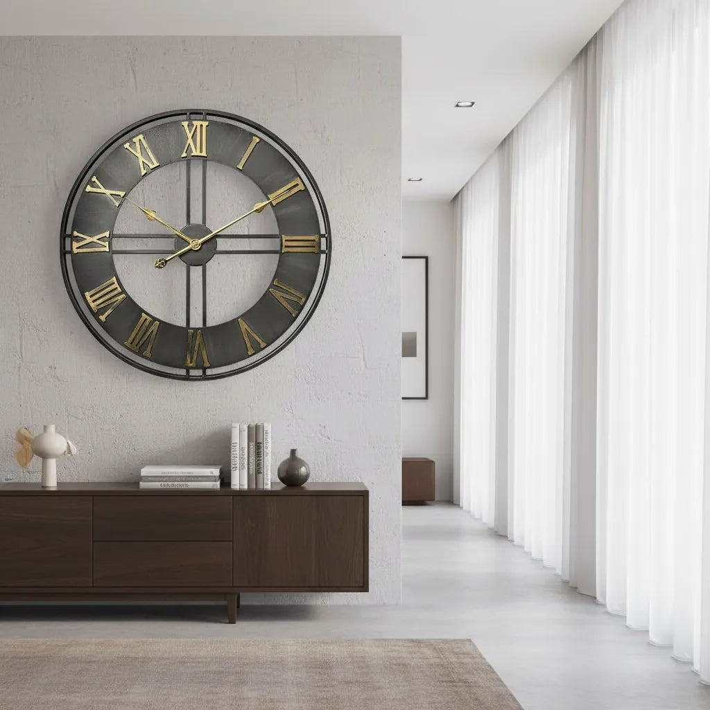 Horloge Murale Déco Loft Métal Vieilli