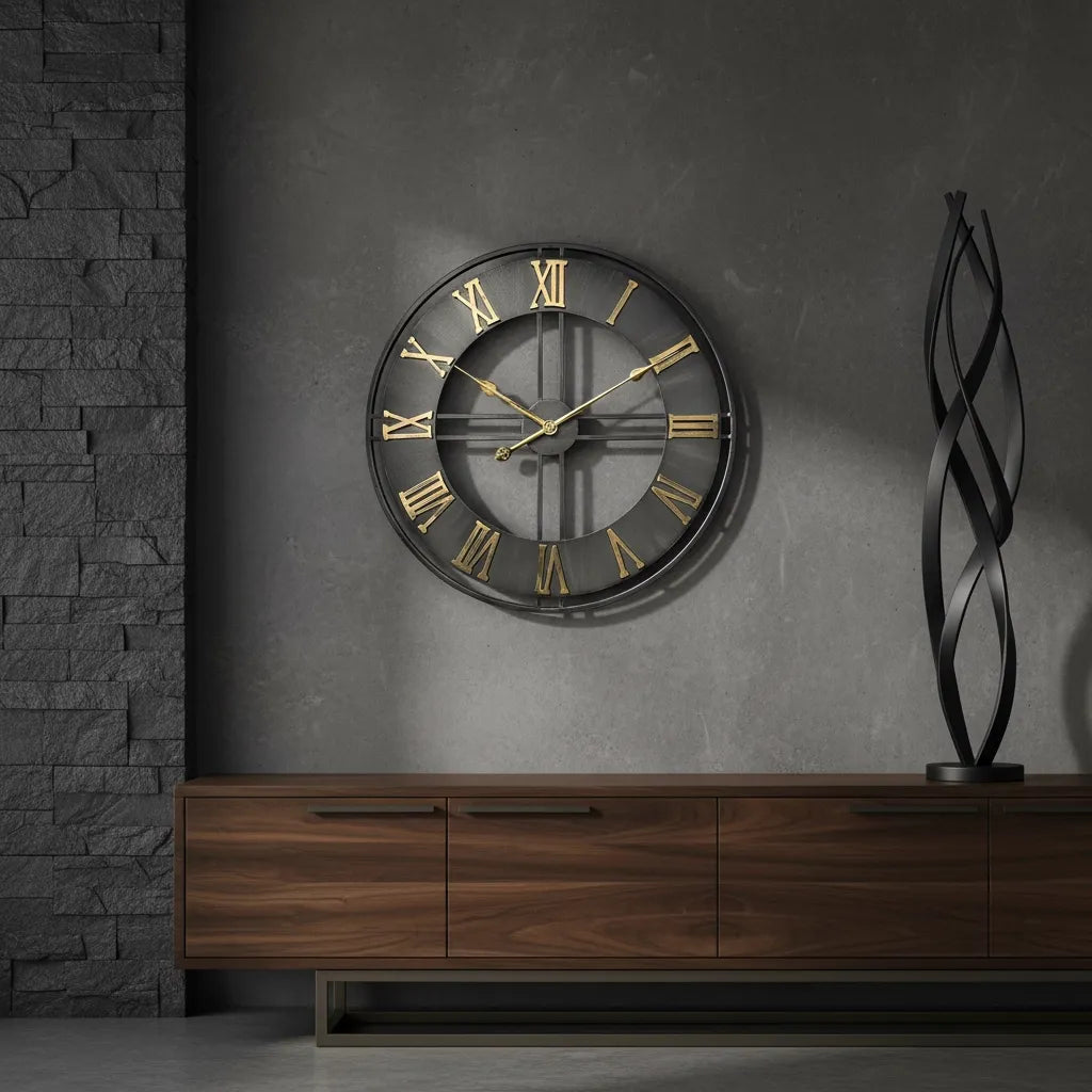 Horloge Murale Déco Loft Métal Vieilli