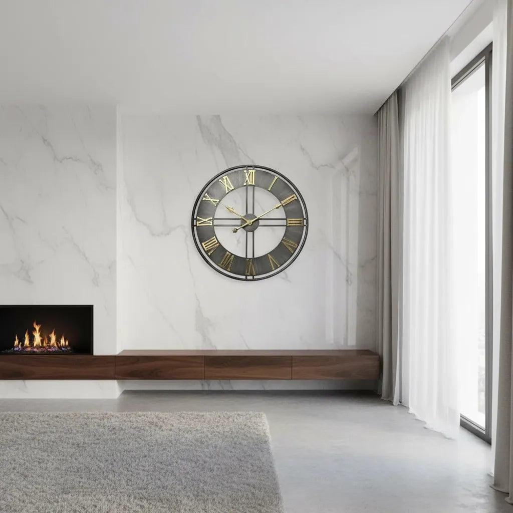 Horloge Murale Déco Loft Métal Vieilli