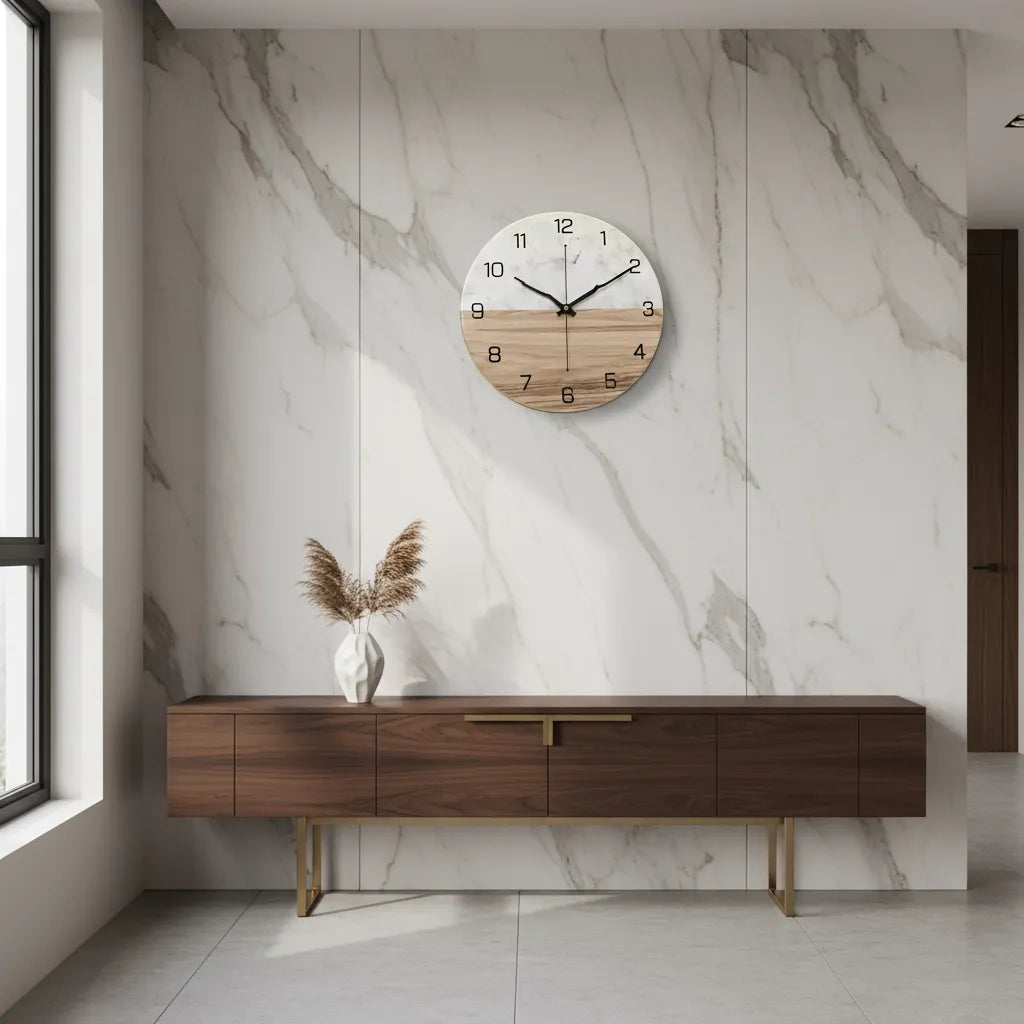 Horloge Murale Design Effet Marbre