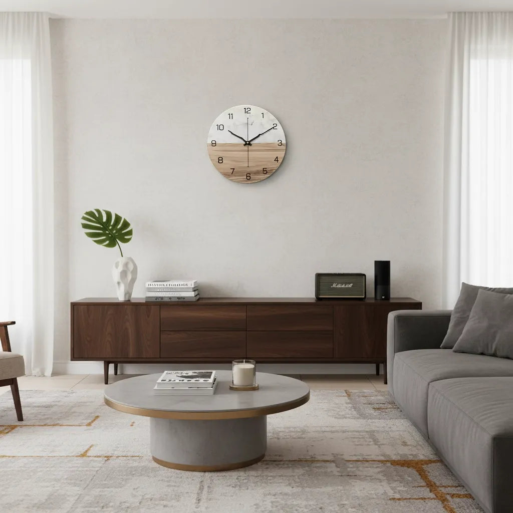 Horloge Murale Design Effet Marbre