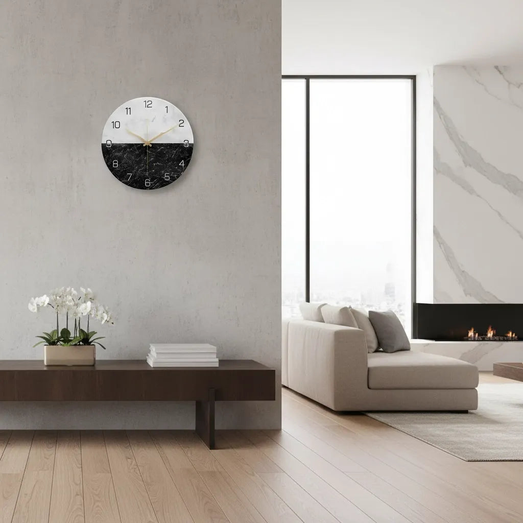 Horloge Murale Design Effet Marbre