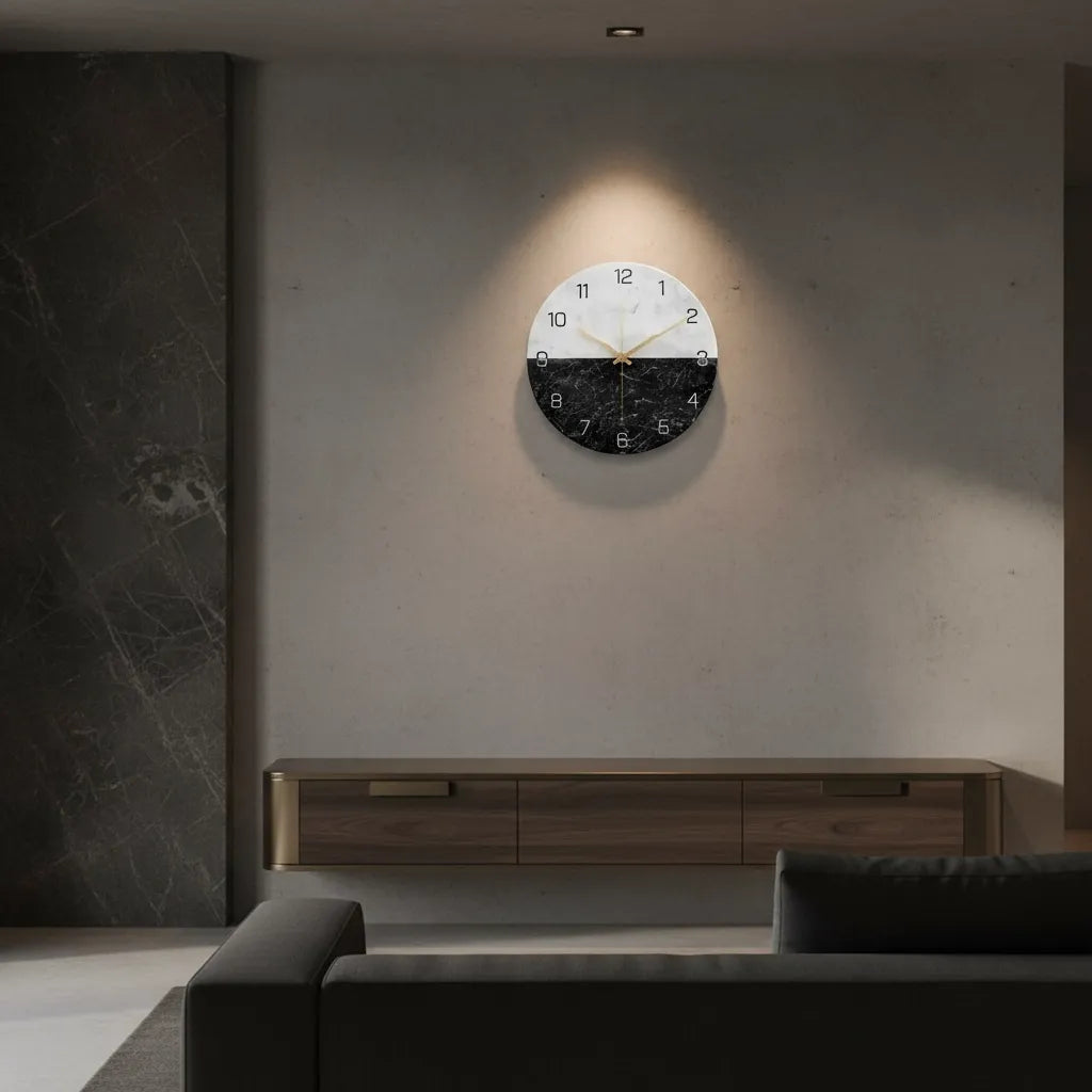 Horloge Murale Design Effet Marbre