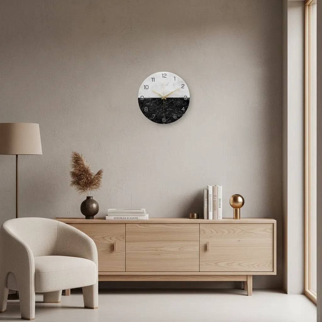 Horloge Murale Design Effet Marbre