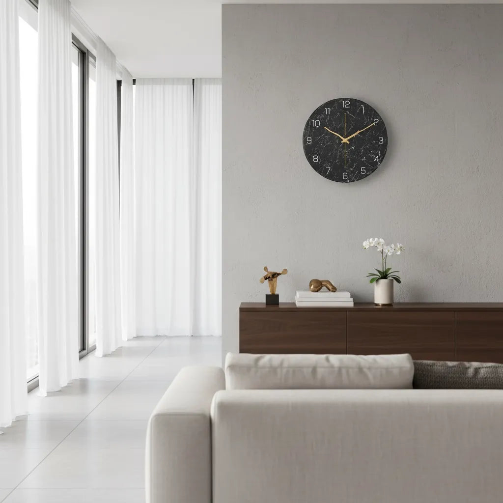 Horloge Murale Design Effet Marbre