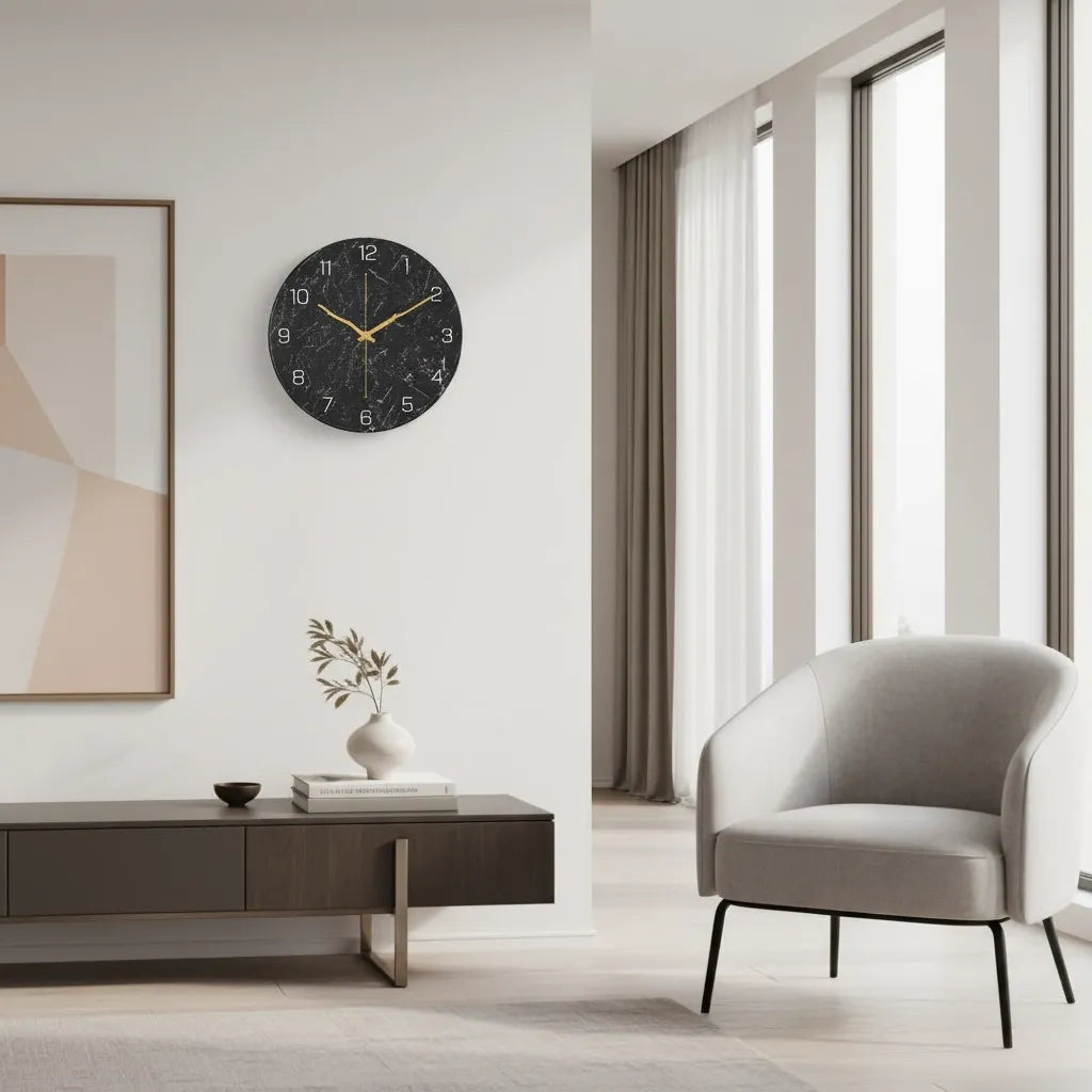 Horloge Murale Design Effet Marbre
