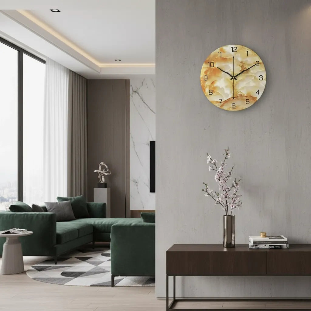 Horloge Murale Design Effet Marbre
