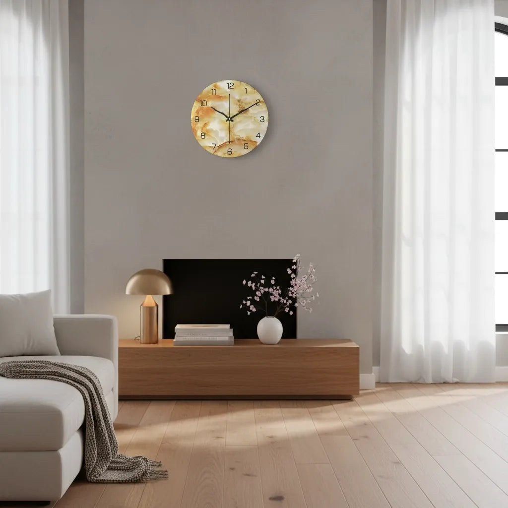 Horloge Murale Design Effet Marbre
