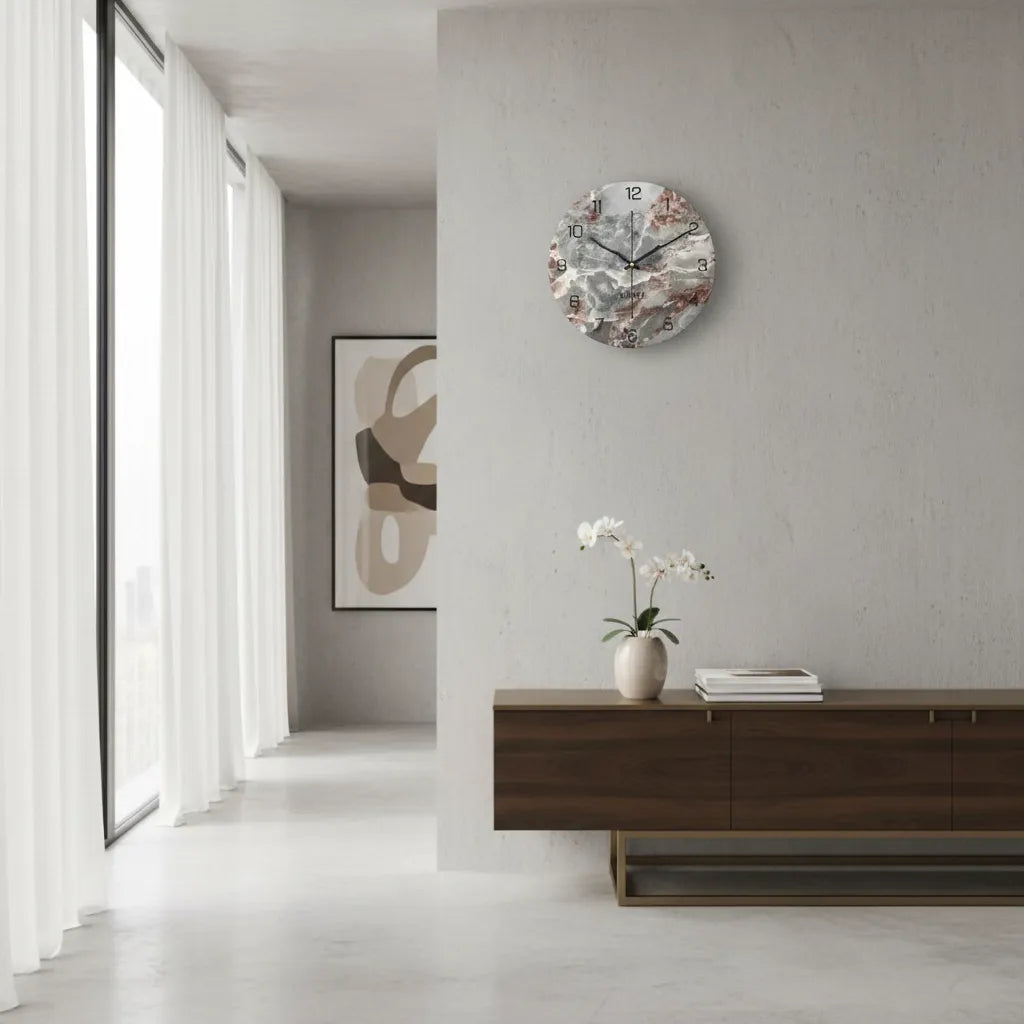 Horloge Murale Design Effet Marbre