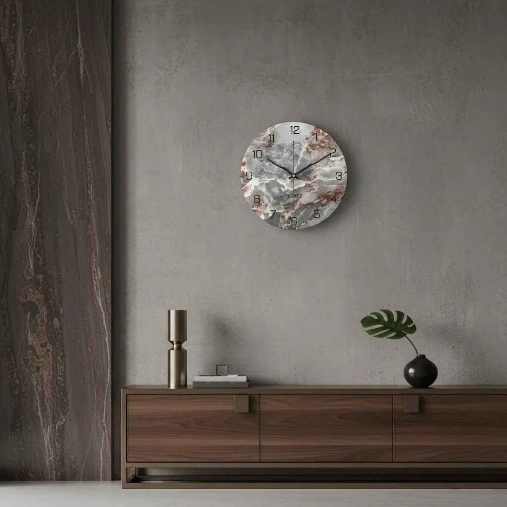 Horloge Murale Design Effet Marbre
