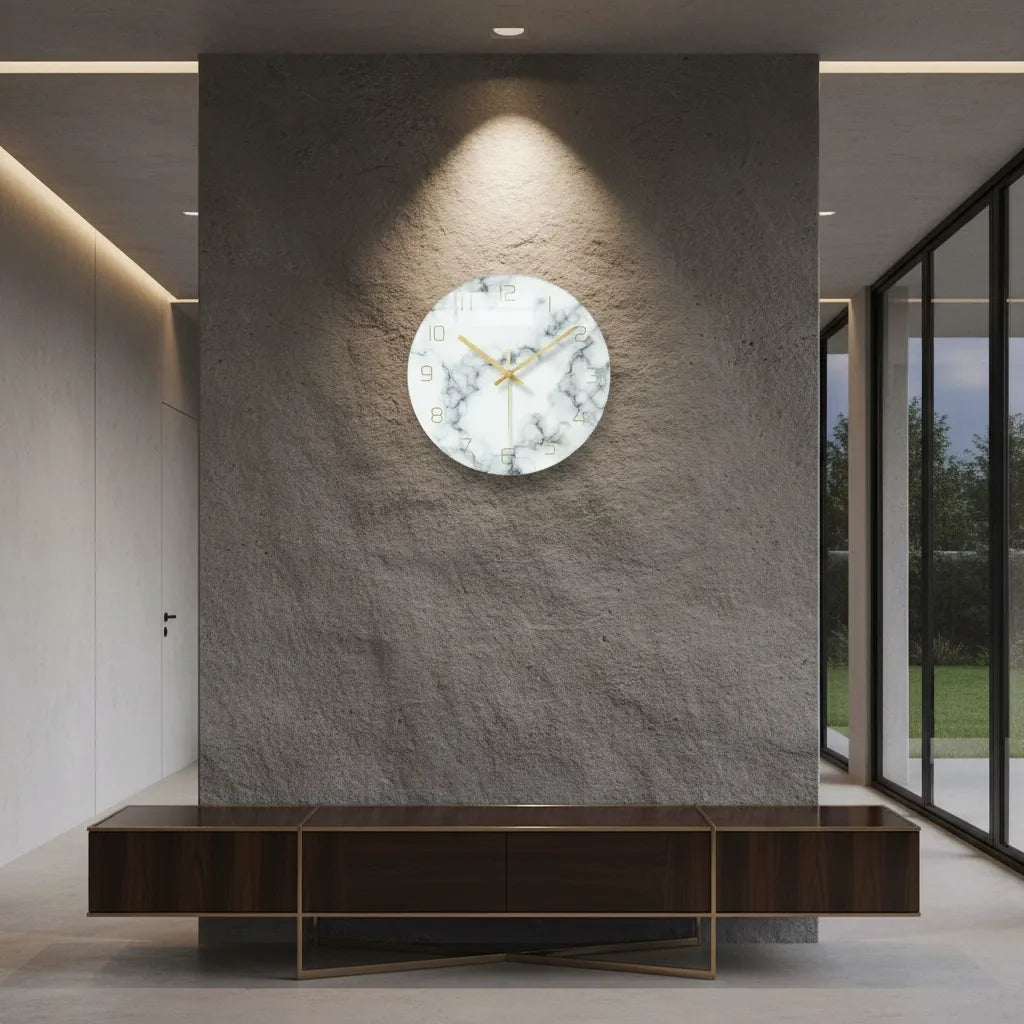 horloge murale design en verre